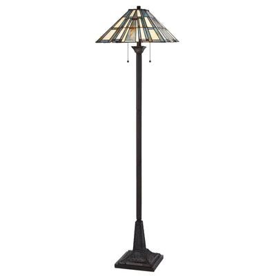 60W x 2 metal/resin Tiffany floor lamp with pull chain switches