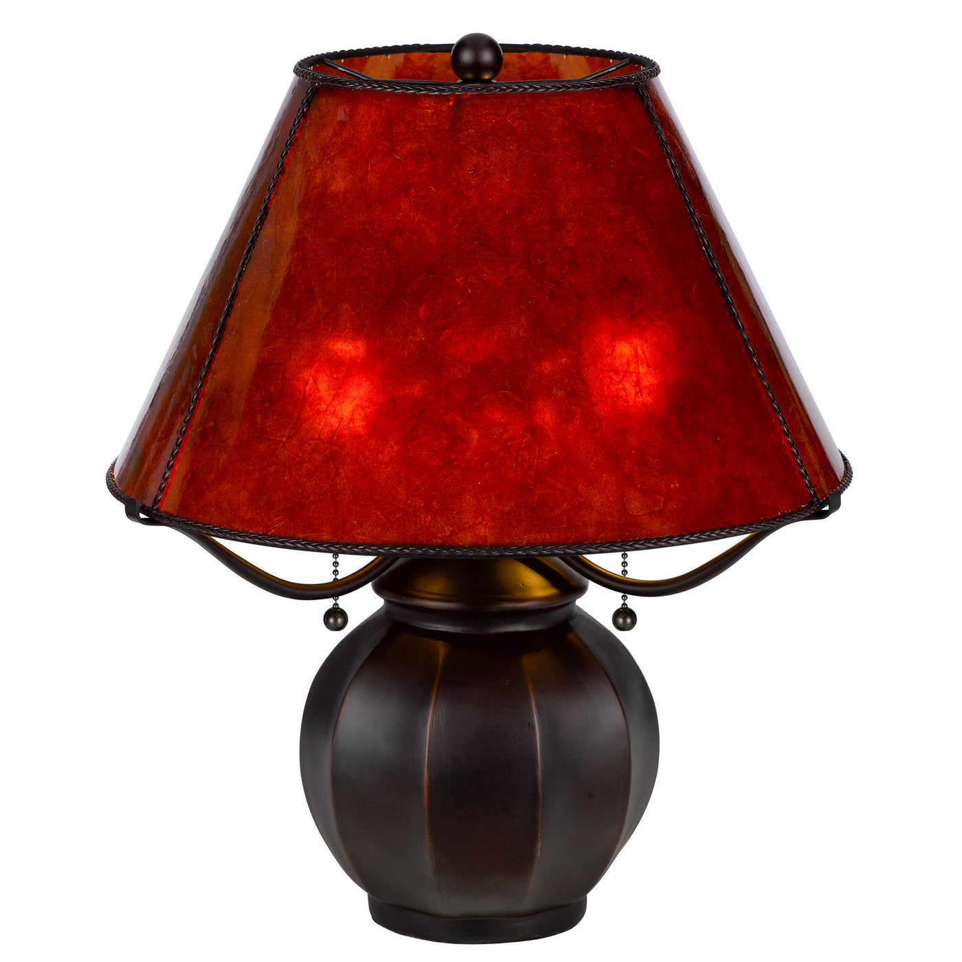 60W X 2 INDIO METAL/RESIN MICA TABLE LAMP WITH PULL CHAIN SWITCH