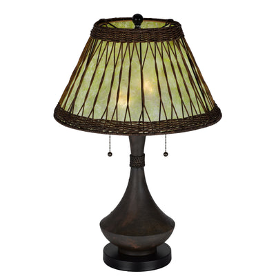 60W X 2 MATEO METAL/RESIN TABLE LAMP WITH PULL CHAIN SWITCHES AND RATTAN SHADE