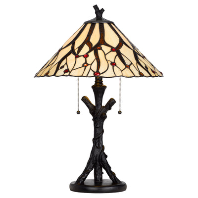 60W x 2 metal/resin Tiffany table lamp with pull chain switches