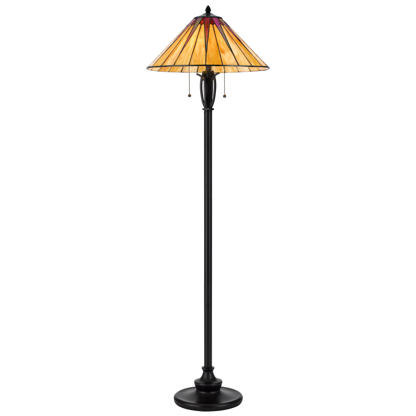 60W X 2 METAL/RESIN TIFFANY TABLE LAMP WITH PULL CHAIN SWITCHES