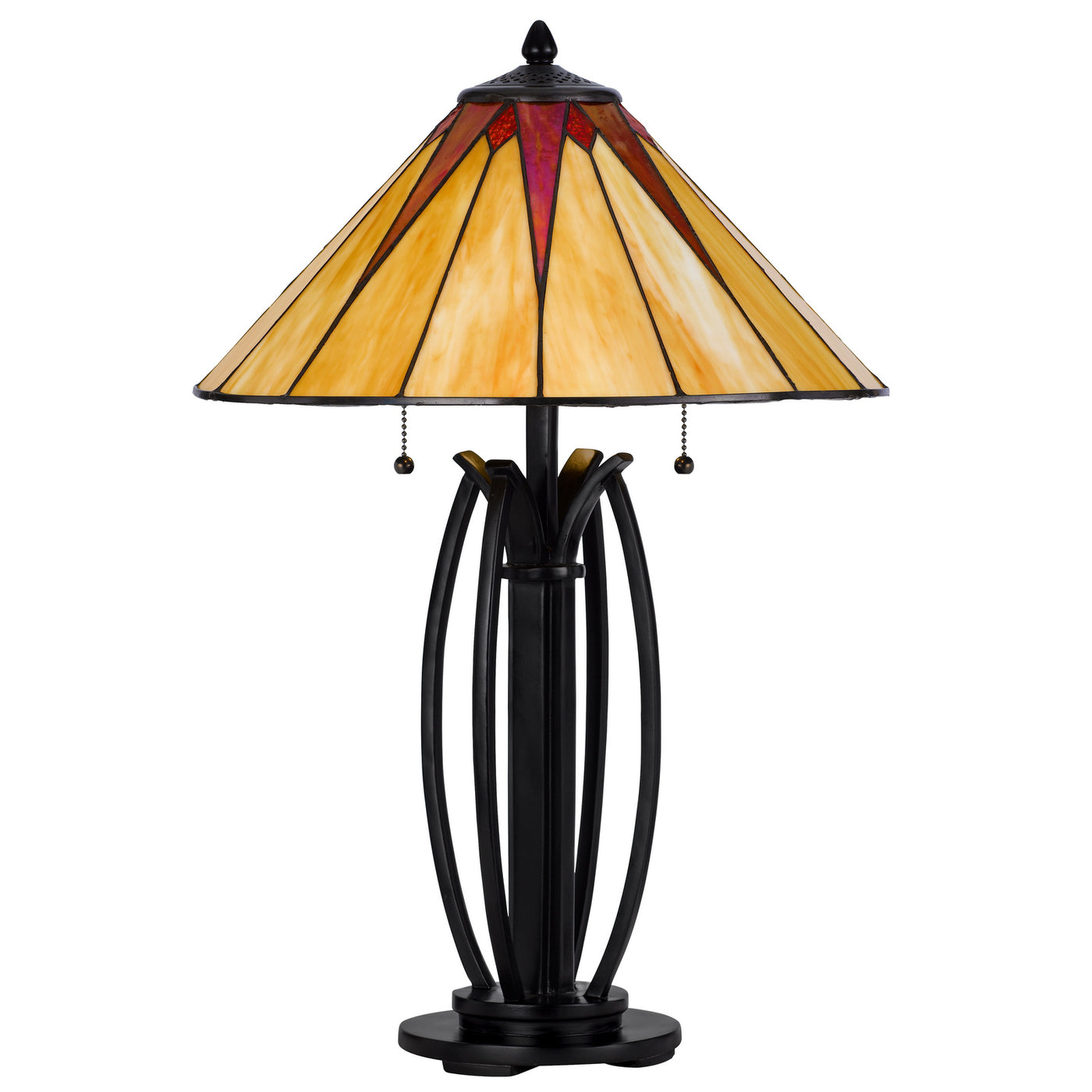 60W x 2 metal/resin Tiffany table lamp with pull chain switches