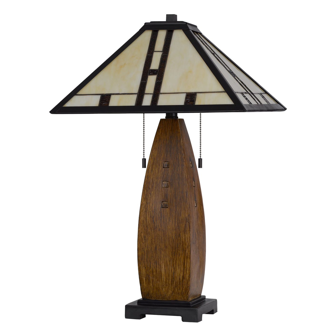 60W X 2 METAL/RESIN TIFFANY TABLE LAMP WITH PULL CHAIN SWITCHES