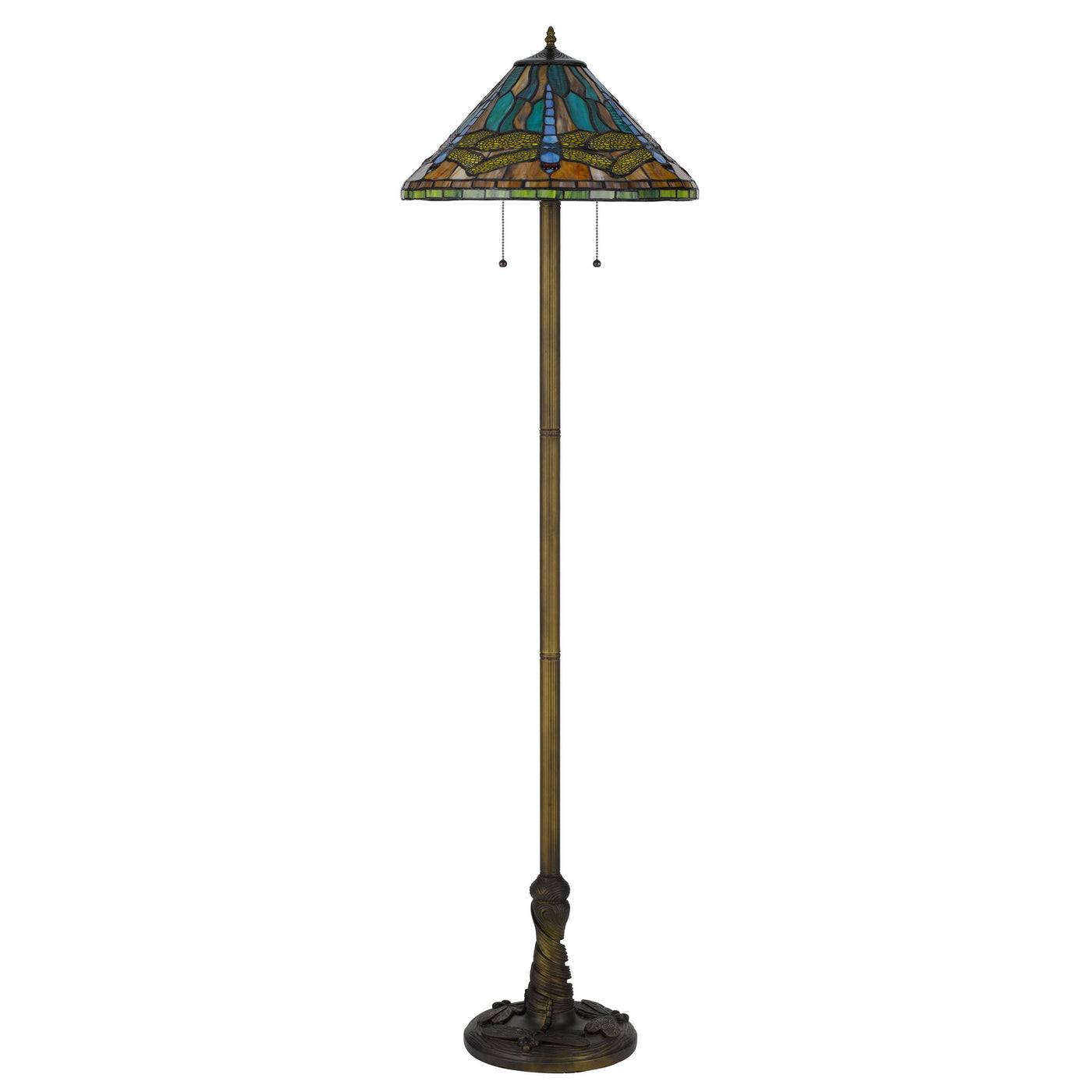 60W X 2 METAL/RESIN TIFFANY TABLE LAMP WITH PULL CHAIN SWITCHES