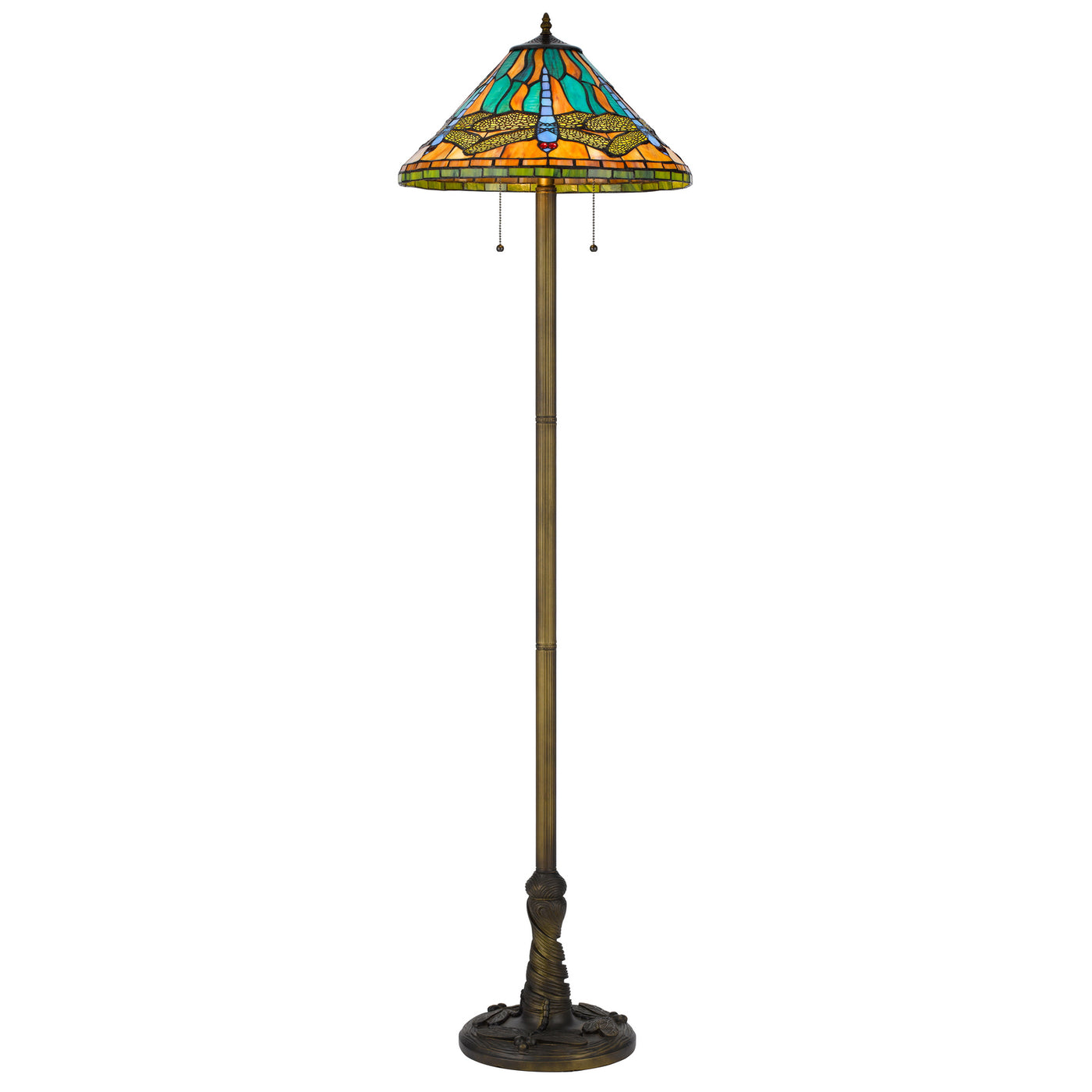 60W X 2 METAL/RESIN TIFFANY TABLE LAMP WITH PULL CHAIN SWITCHES