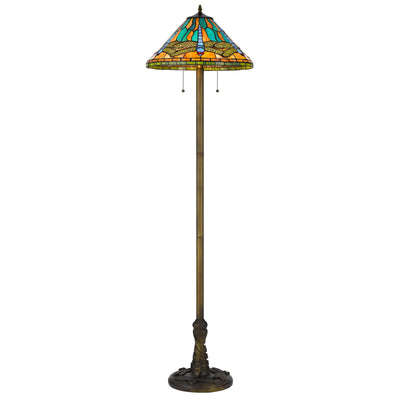 60W X 2 METAL/RESIN TIFFANY TABLE LAMP WITH PULL CHAIN SWITCHES