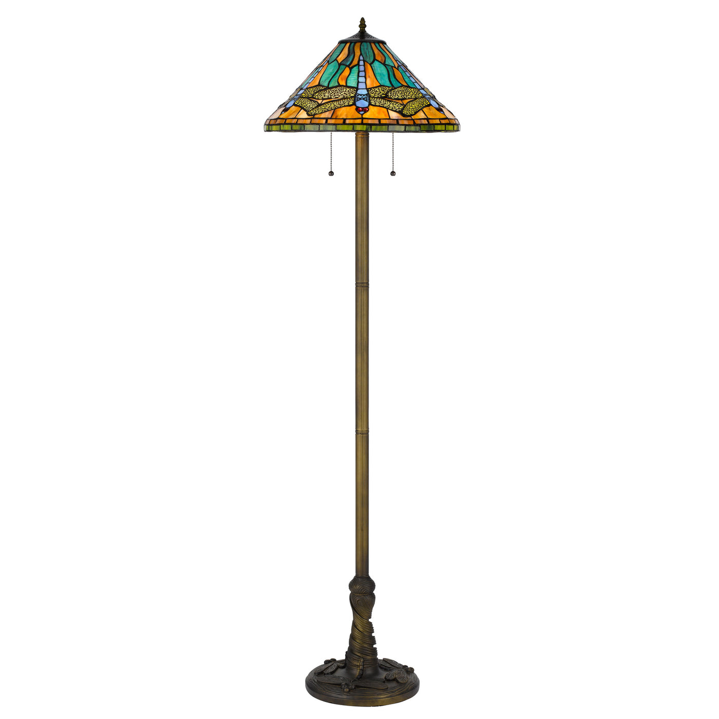 60W x 2 metal/resin Tiffany table lamp with pull chain switches