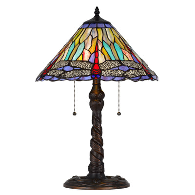 60W x 2 metal/resin Tiffany table lamp with pull chain switches