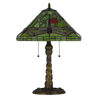 60W X 2 METAL/RESIN TIFFANY TABLE LAMP WITH PULL CHAIN SWITCHES