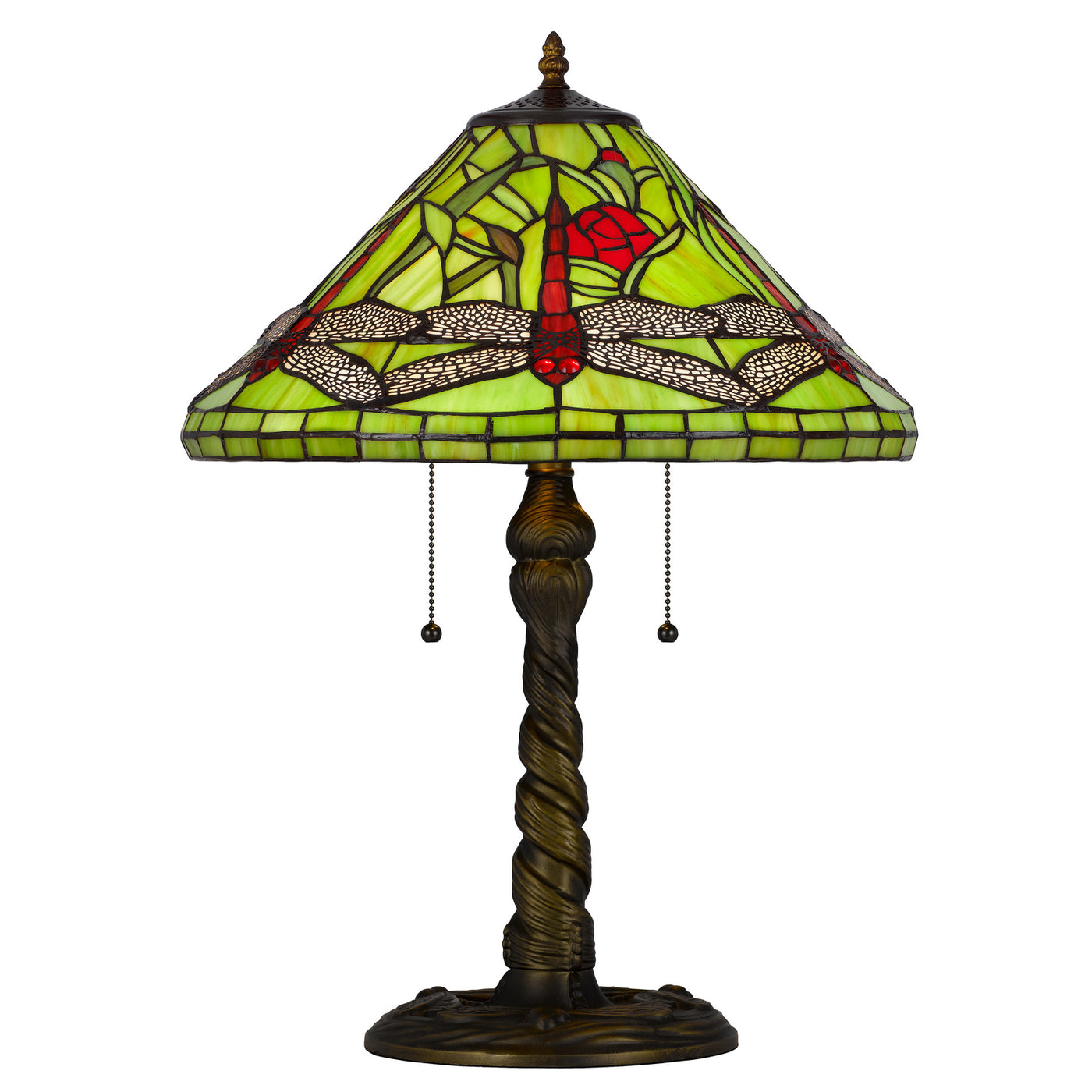 60W x 2 metal/resin Tiffany table lamp with pull chain switches