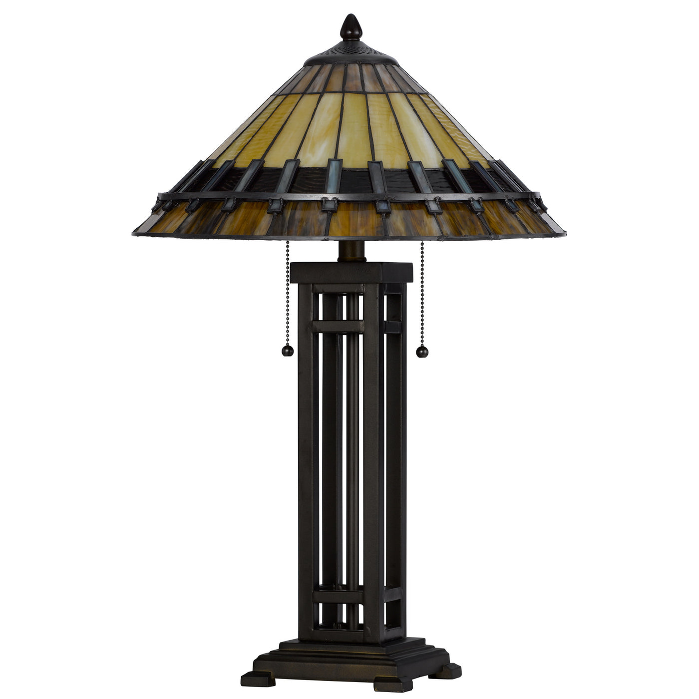 60W X 2 METAL/RESIN TIFFANY TABLE LAMP WITH PULL CHAIN SWITCHES