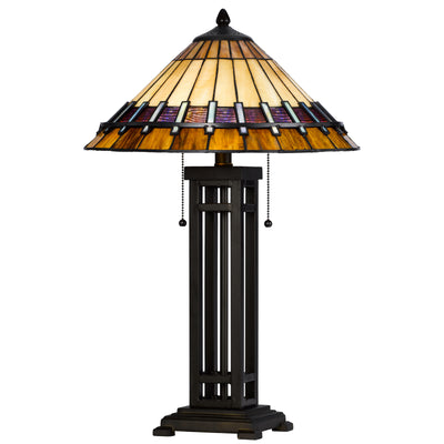 60W x 2 metal/resin Tiffany table lamp with pull chain switches