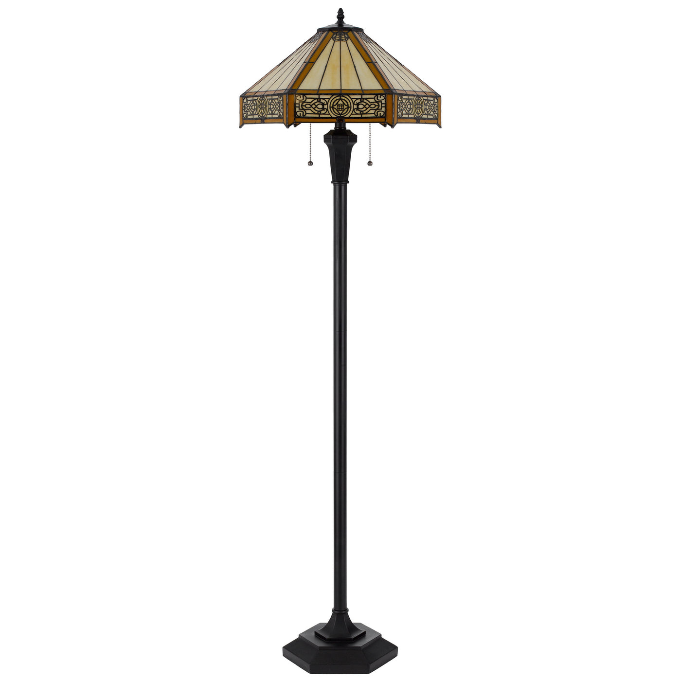 60W X 2 METAL/RESIN TIFFANY TABLE LAMP WITH PULL CHAIN SWITCHES