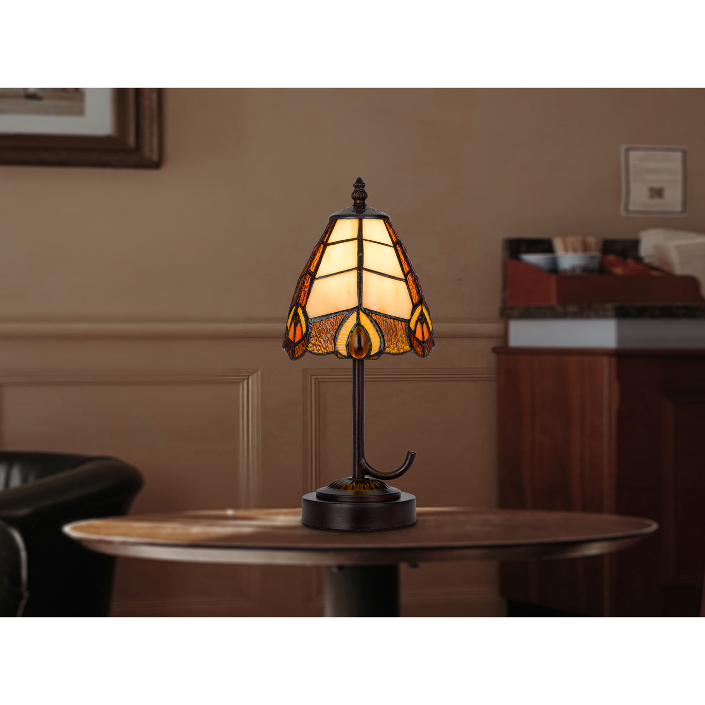 40W METAL/RESIN TIFFANY ACCENT LAMP WITH INLINE SWITCH