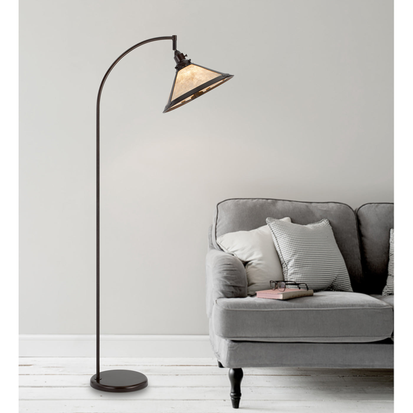 60W DOWNBRIDGE ADJUSTABLE METAL FLOOR LAMP WITH MICA SHADE Floor Lamp Cal Lighting