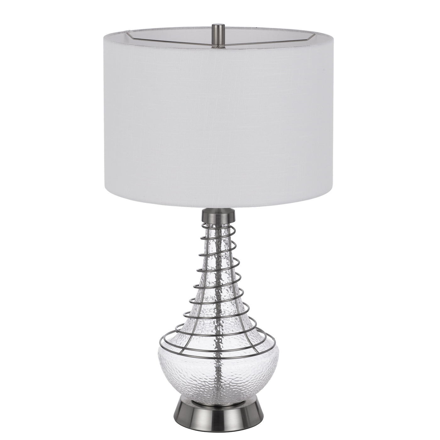 150W 3 WAY BARABOO GLASS TABLE LAMP WITH WIRE GUARD DESIGN AND DRUM FABRIC SHADE Table Lamp Cal Lighting