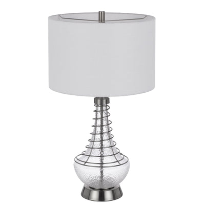 150W 3 WAY BARABOO GLASS TABLE LAMP WITH WIRE GUARD DESIGN AND DRUM FABRIC SHADE Table Lamp Cal Lighting