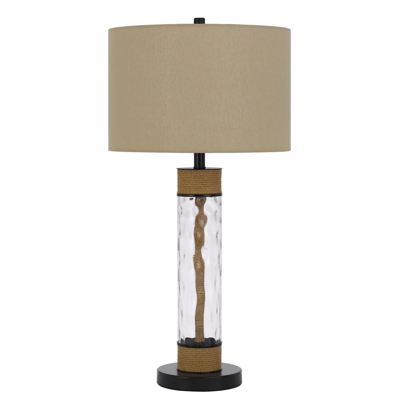 150W 3 way Bartow glass/metal table lamp with burlap design and drum burlap shade