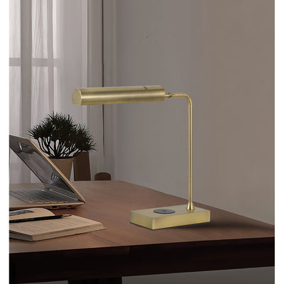 DELRAY 12W INTERGRATED LED METAL DESK LAMP WITH WIRELESS CHARGING PORT Table Lamp Cal Lighting