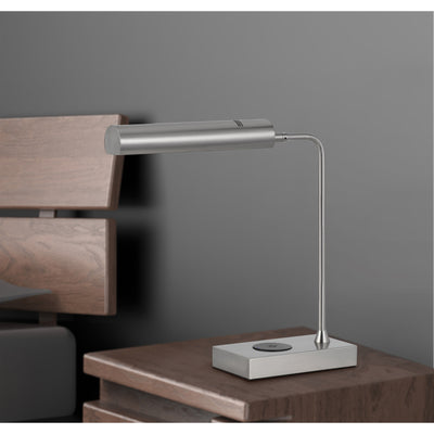 DELRAY 12W INTERGRATED LED METAL DESK LAMP WITH WIRELESS CHARGING PORT Table Lamp Cal Lighting