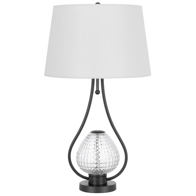 FORSSA 100W 3 WAY TABLE LAMP WITH 2W LED NIGHT LIGHT IN GLASS AND METAL BASE. Table Lamp Cal Lighting