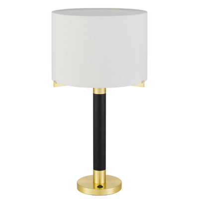 GOLDSTON 100W METAL TABLE LAMP WITH DRUM HARDBACK FABRIC SHADE Table Lamp Cal Lighting