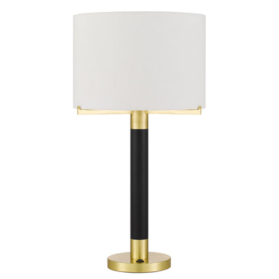 GOLDSTON 100W METAL TABLE LAMP WITH DRUM HARDBACK FABRIC SHADE Table Lamp Cal Lighting