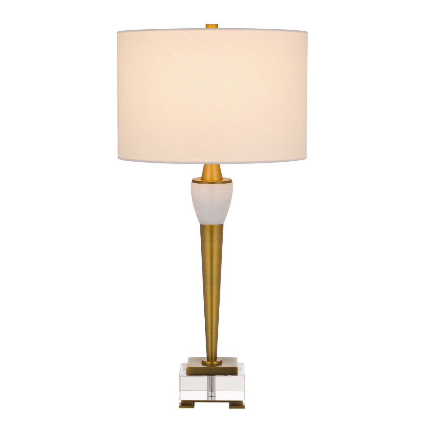 150W 3 WAY BRADFORD METAL TABLE LAMP WITH CRYSTAL BASE AND DRUM HARDBACK FABRIC SHADE