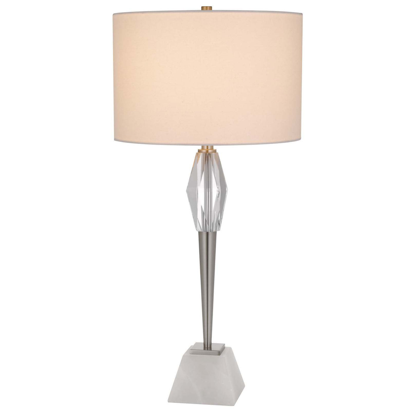 150W 3 WAY ASSEN METAL TABLE LAMP WITH CRYSTAL FONT / MARBLE BASE AND DRUM HARDBACK FABRIC SHADE Table Lamp Cal Lighting