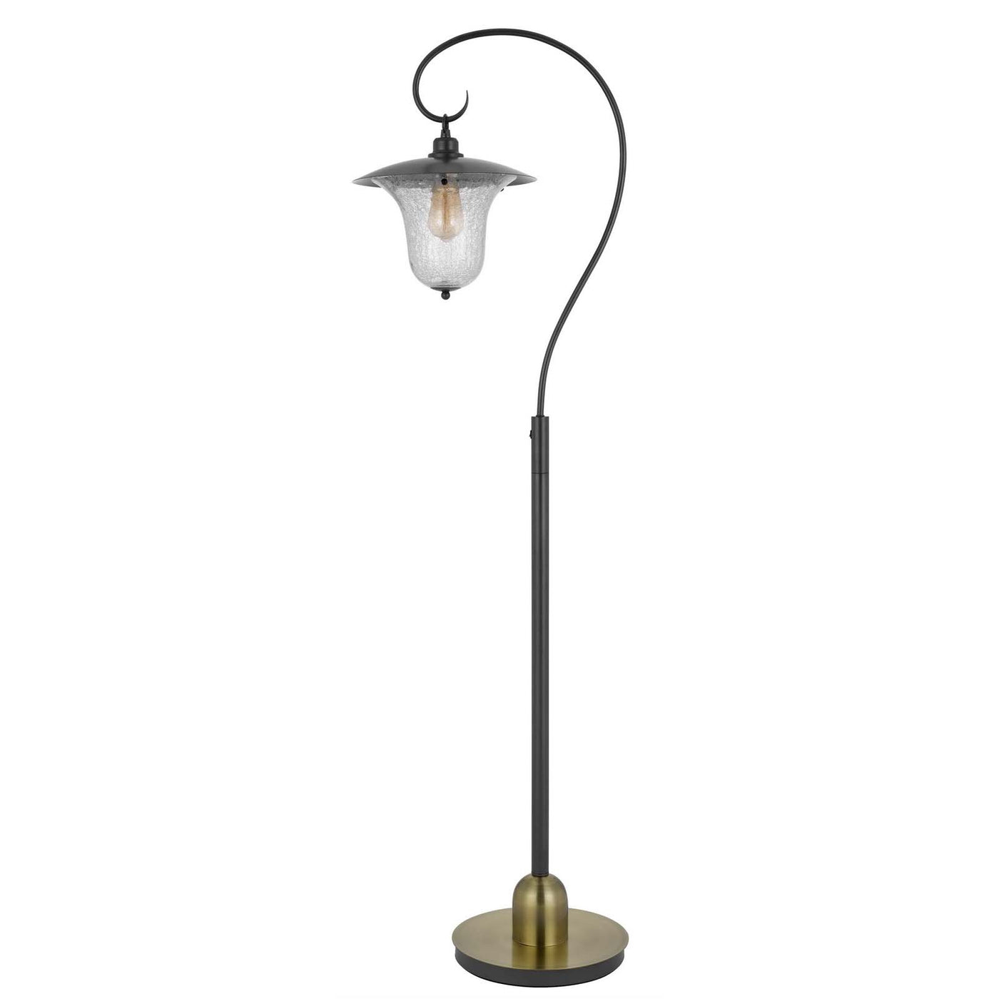 60W WALCOTT DOWNBRIDGE LANTERN METAL FLOOR LAMP WITH BUBBLED GLASS SHADE Floor Lamp Cal Lighting