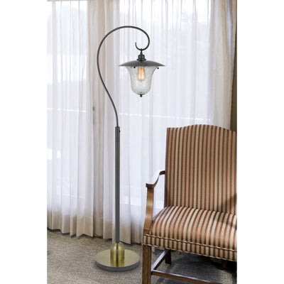 60W WALCOTT DOWNBRIDGE LANTERN METAL FLOOR LAMP WITH BUBBLED GLASS SHADE Floor Lamp Cal Lighting