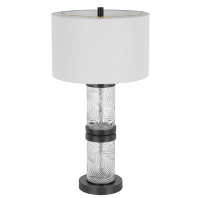 100W CARRINGTON METAL/GLASS TABLE LAMP WITH 4W INTEGRATED LED NIGHT LIGHT AND HARDBACK FABRIC SHADE Table Lamp Cal Lighting