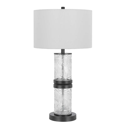 100W CARRINGTON METAL/GLASS TABLE LAMP WITH 4W INTEGRATED LED NIGHT LIGHT AND HARDBACK FABRIC SHADE Table Lamp Cal Lighting