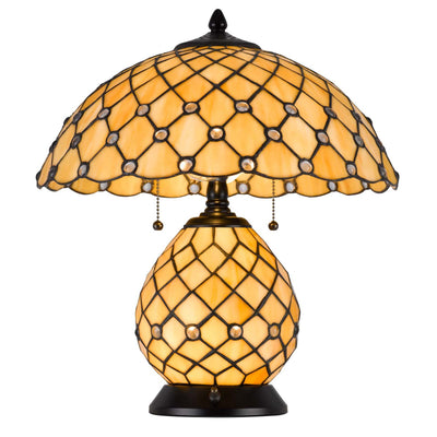 60W X 2 VALETTA TIFFANY TABLE LAMP WITH 2W INTEGRATED LED NIGHT LIGHT Table Lamp Cal Lighting