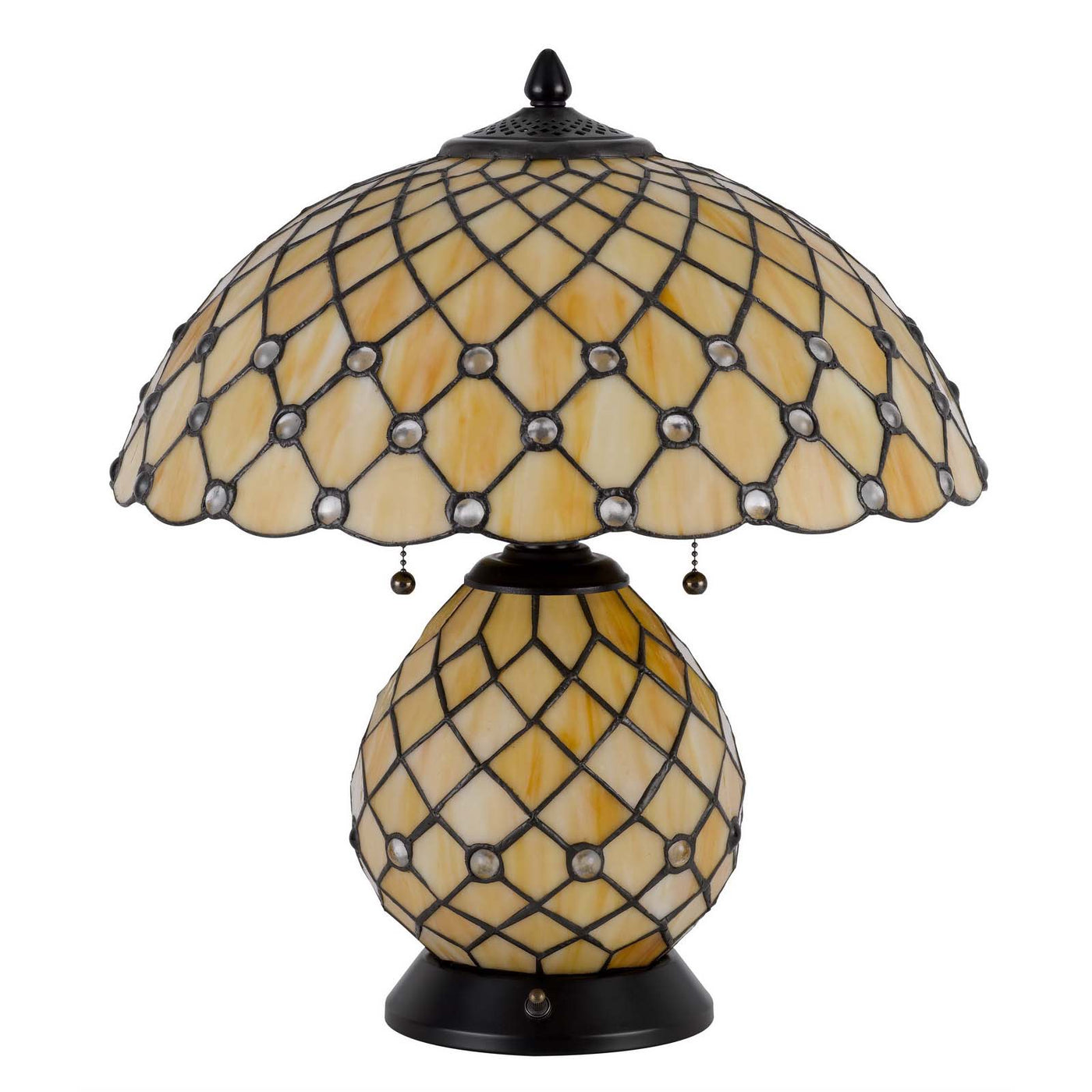 60W X 2 VALETTA TIFFANY TABLE LAMP WITH 2W INTEGRATED LED NIGHT LIGHT Table Lamp Cal Lighting