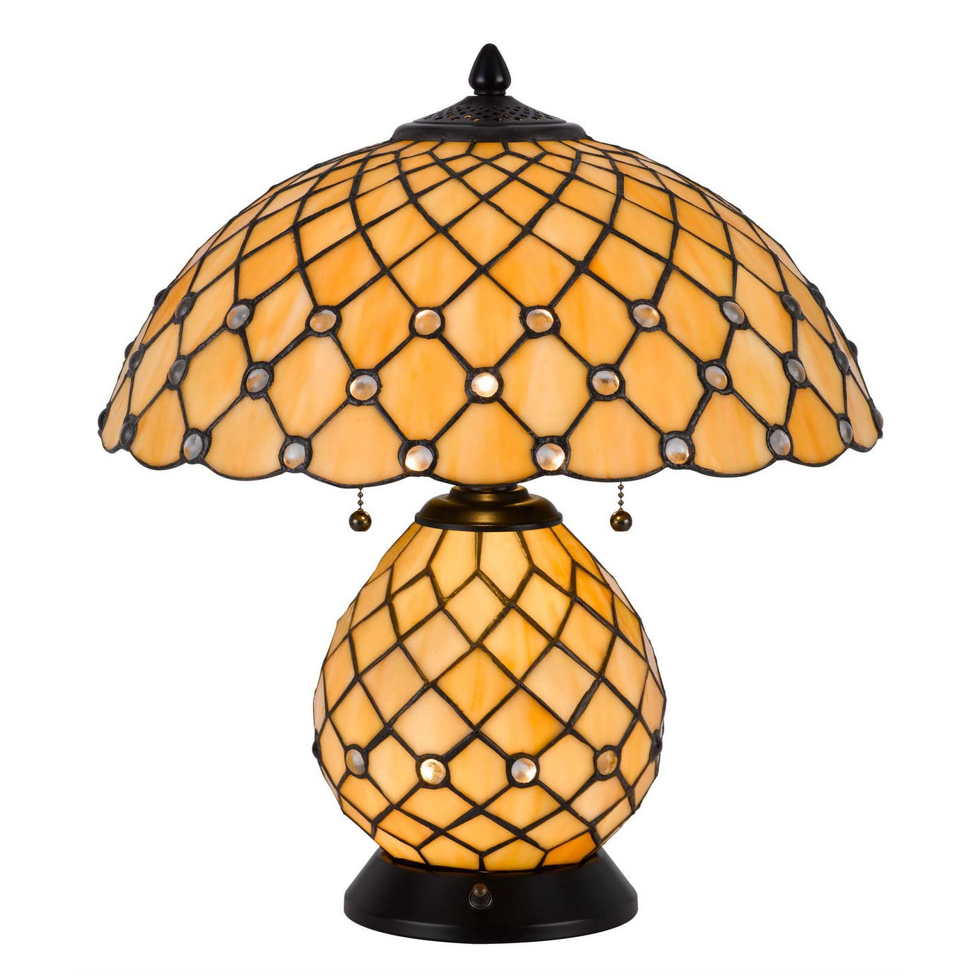 60W X 2 VALETTA TIFFANY TABLE LAMP WITH 2W INTEGRATED LED NIGHT LIGHT Table Lamp Cal Lighting