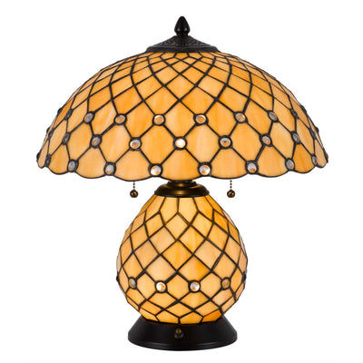 60W X 2 VALETTA TIFFANY TABLE LAMP WITH 2W INTEGRATED LED NIGHT LIGHT Table Lamp Cal Lighting