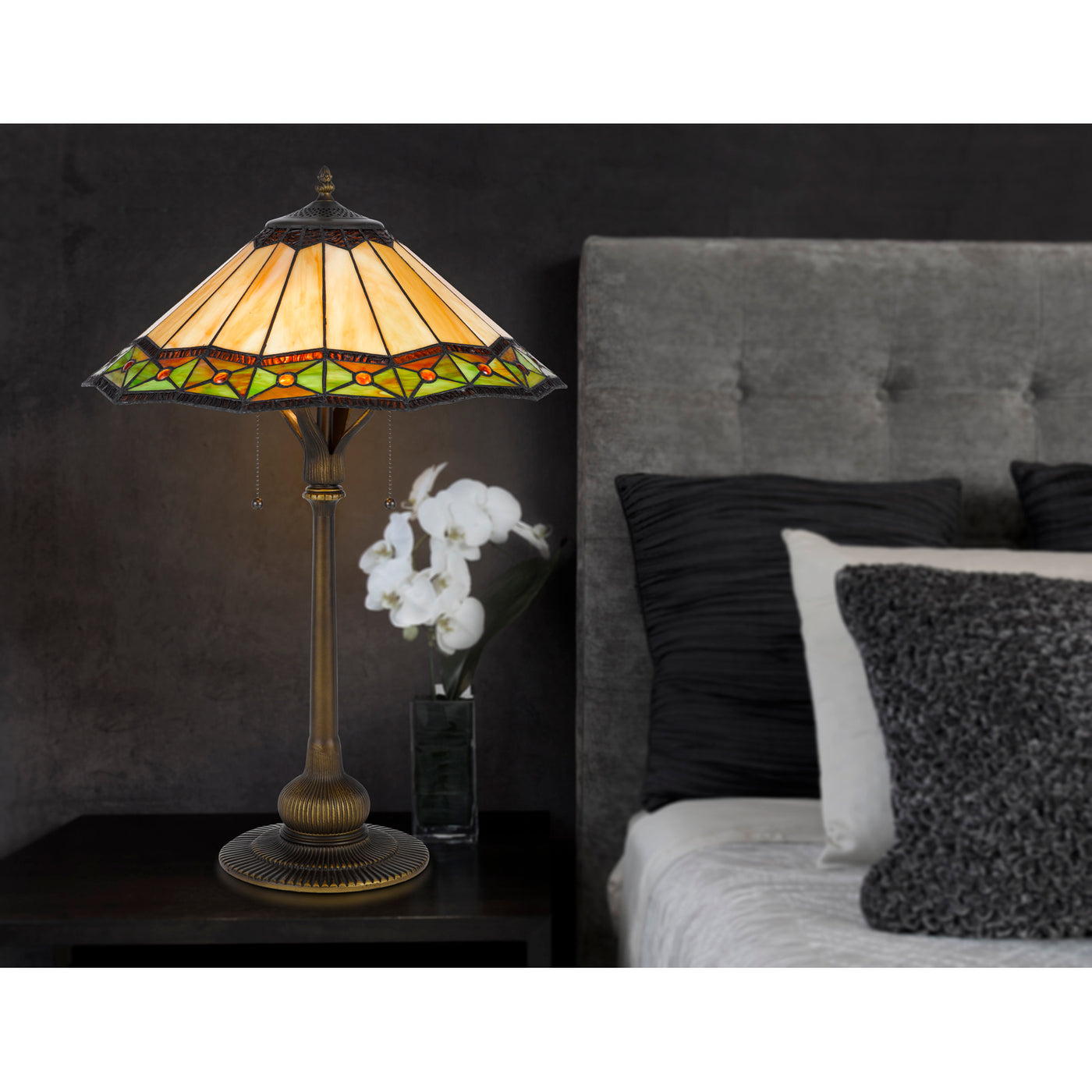 60W X 2 ARMSCROFT TIFFANY TABLE LAMP