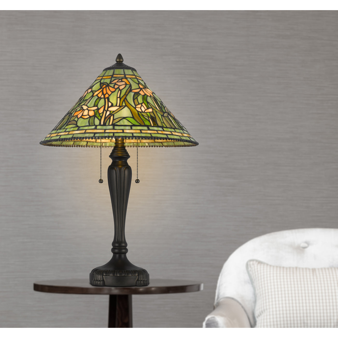 60W X 2 MILWOOD TIFFANY TABLE LAMP