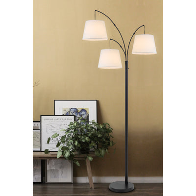 60W X 3 VARDON METAL ARC FLOOR LAMP WITH HARDBACK FABRIC SHADE Floor Lamp Cal Lighting