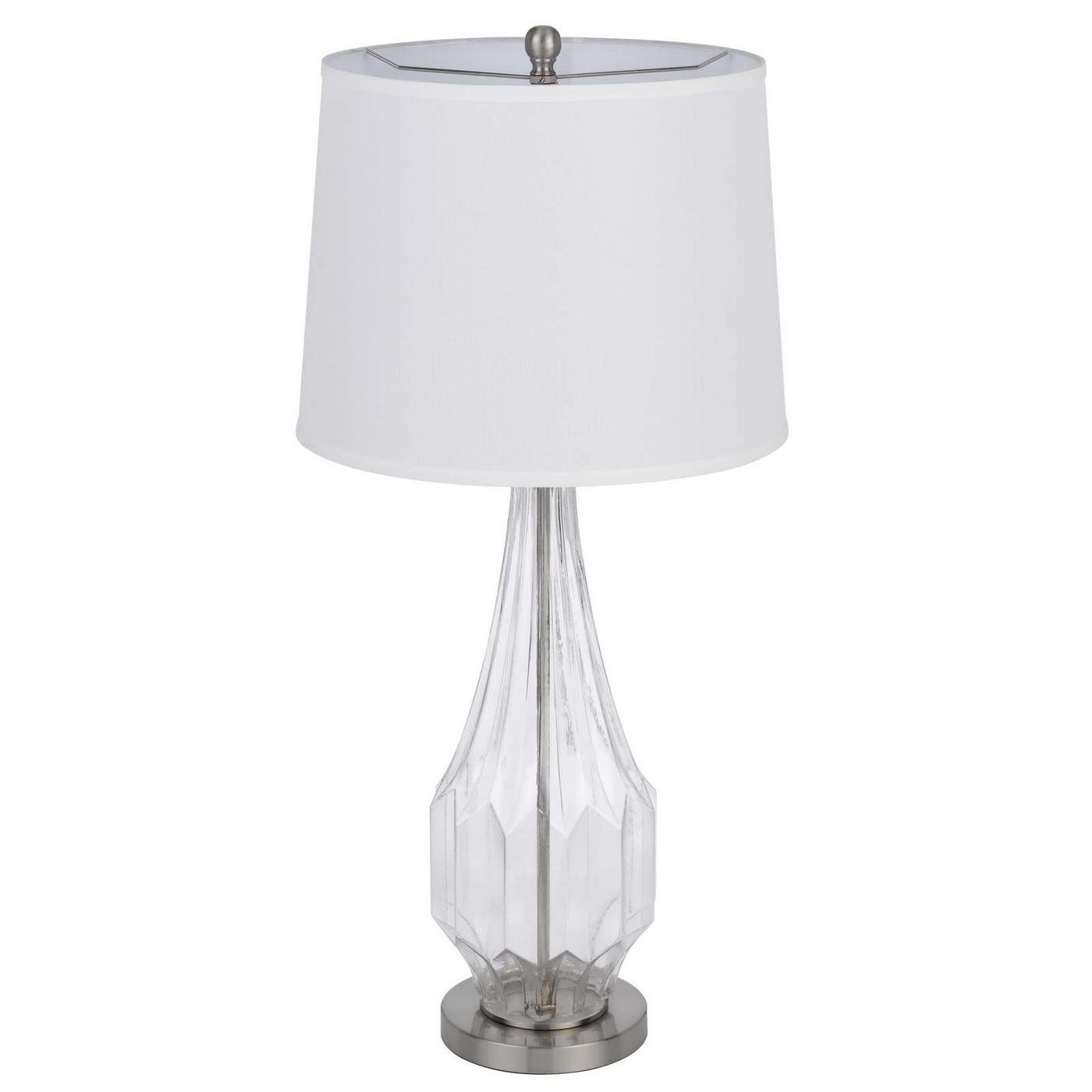 150W 3 WAY WALHAM GLASS TABLE LAMP WITH HARDBACK FABRIC SHADE (SOLD IN PAIRS)