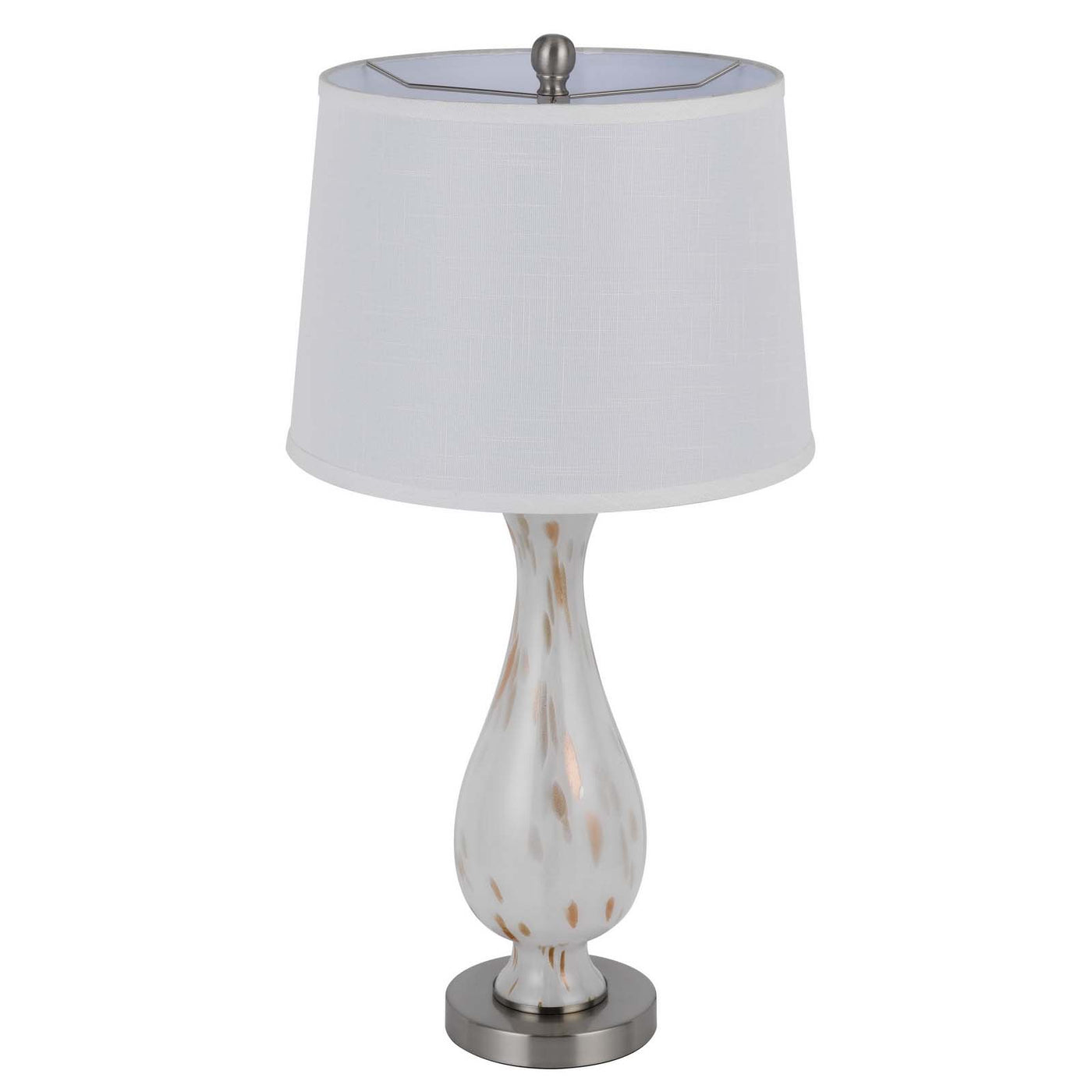 150W 3 WAY ABINGER GLASS TABLE LAMP WITH HARDBACK FABRIC SHADE (SOLD IN PAIRS)