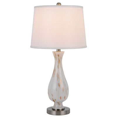 150W 3 WAY ABINGER GLASS TABLE LAMP WITH HARDBACK FABRIC SHADE (SOLD IN PAIRS)