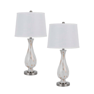 150W 3 way Abinger glass table lamp with hardback fabric shade (sold in pairs)