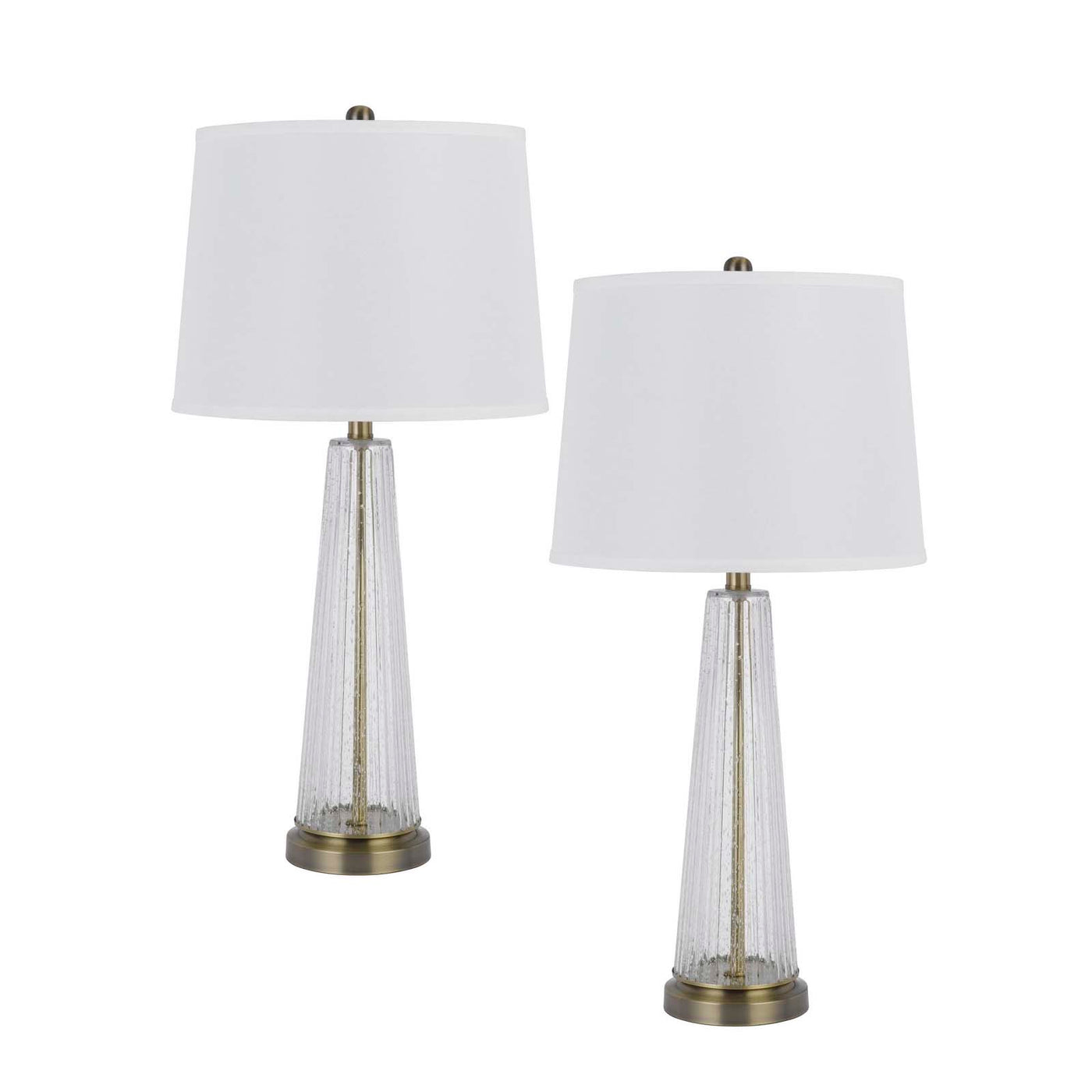 150W 3 way Huxley glass table lamp with hardback fabric shade (sold in pairs)