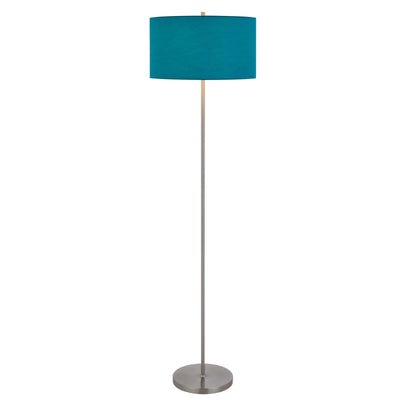 150W 3 WAYT CROMWELL METAL FLOOR LAMP WITH AQUA BLUE LINEN SHADE Floor Lamp Cal Lighting