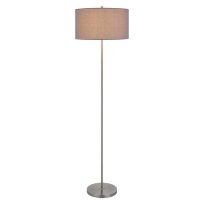 150W 3 WAYT CROMWELL METAL FLOOR LAMP WITH GRAY LINEN SHADE Floor Lamp Cal Lighting