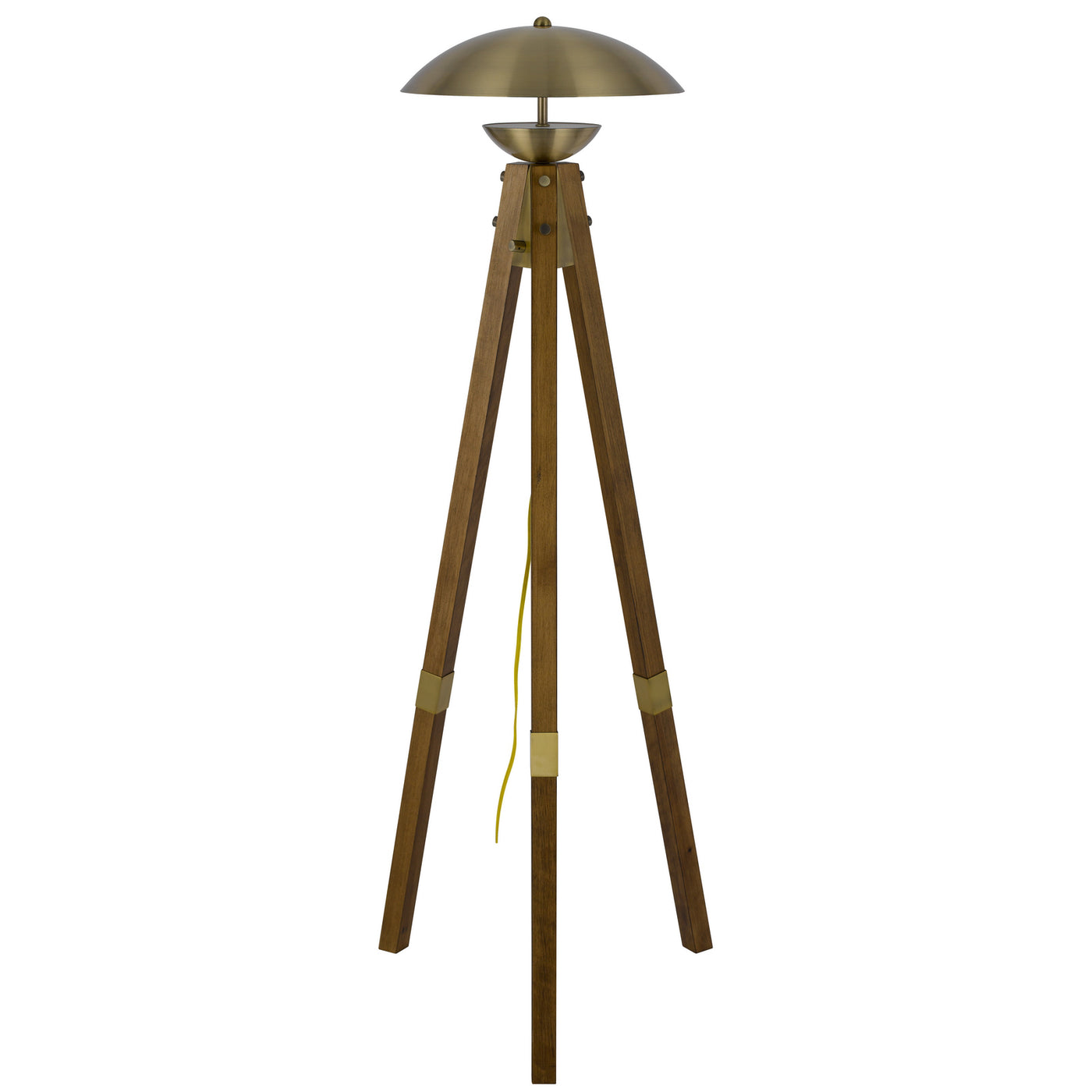 LAKELAND 18W INTERGRATED LED TRIPOD BIRCH WOOD FLOOR LAMP WITH HALF DOMED METAL SHADE Floor Lamp Cal Lighting