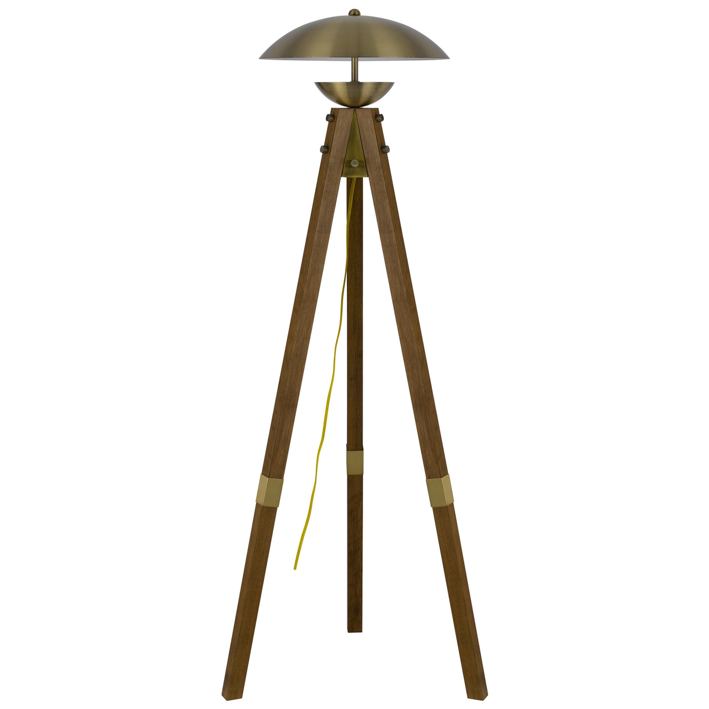 LAKELAND 18W INTERGRATED LED TRIPOD BIRCH WOOD FLOOR LAMP WITH HALF DOMED METAL SHADE Floor Lamp Cal Lighting