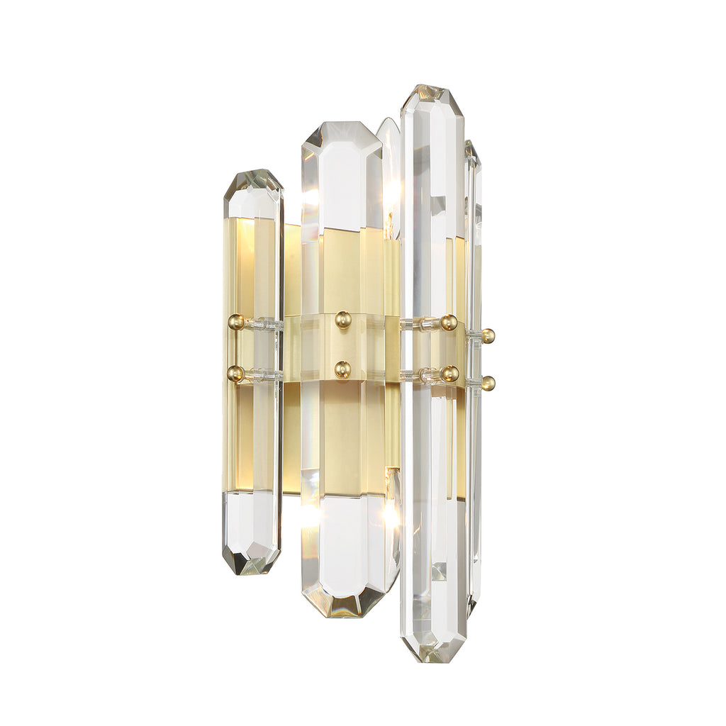 Bolton 2 Light Aged Brass Sconce Wall Sconce Crystorama